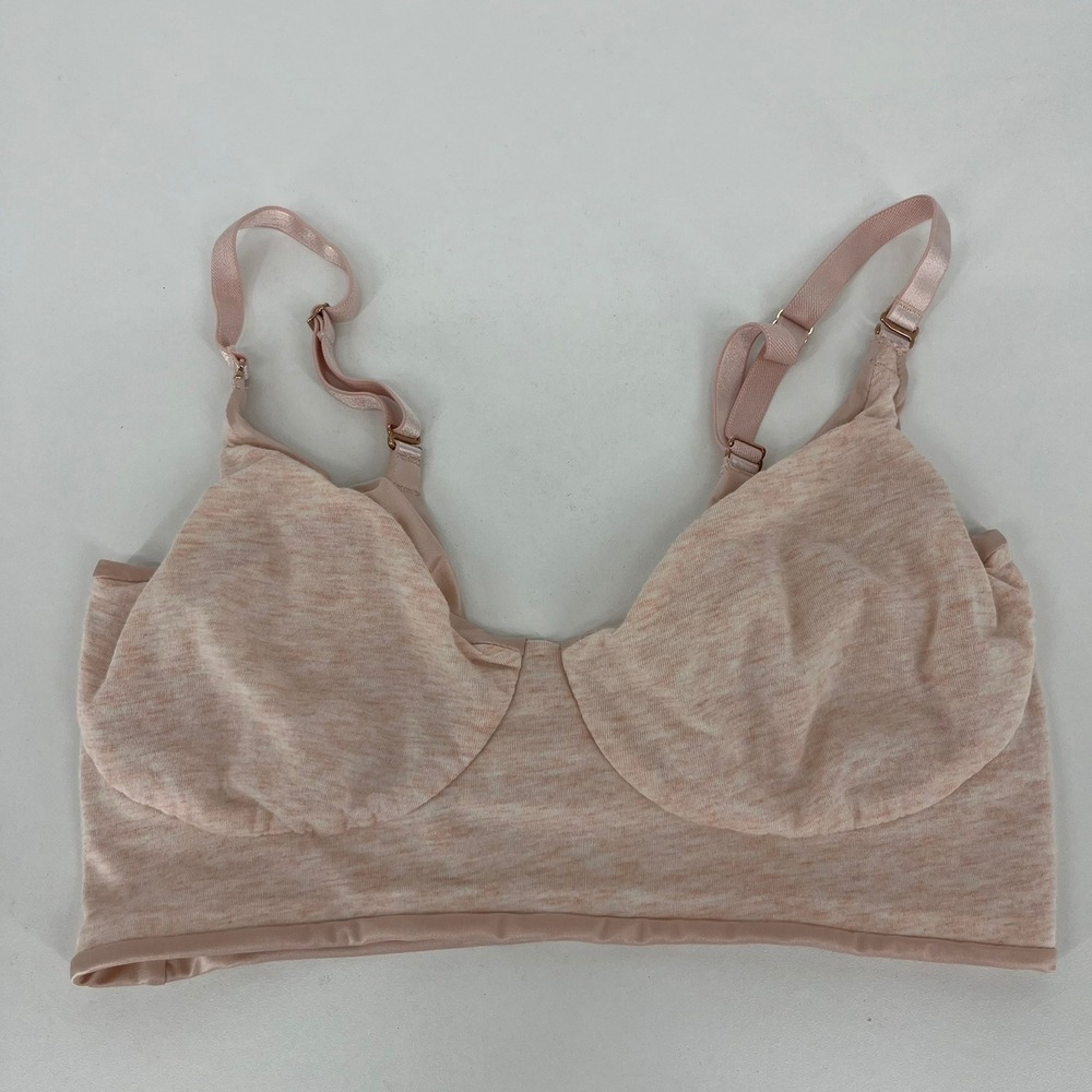 TellTale Womens Medium Bralette Pink Heather Wireless Adjustable Straps Bra